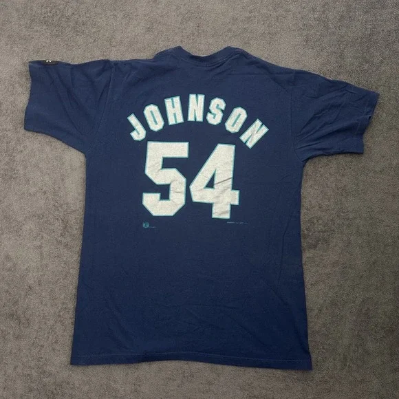 vintage 90 Seattle mariners t-shirt size medium #54 Johnson baseball tee starter - Picture 9 of 12